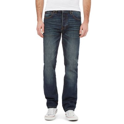 Big and tall blue mid wash straight leg jeans